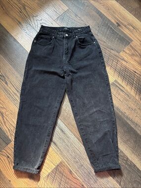 Cotton On Slouch Mom Jean Barrel Washed Black Ankle Jeans Size 6 Baggy Retro 90s